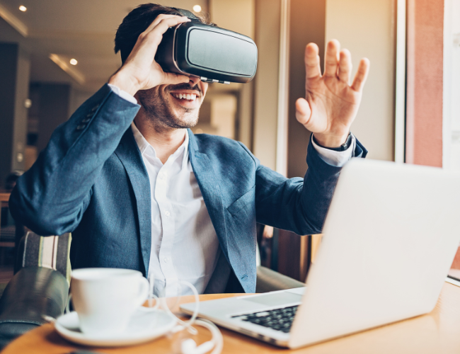 Man using a virtual reality headset